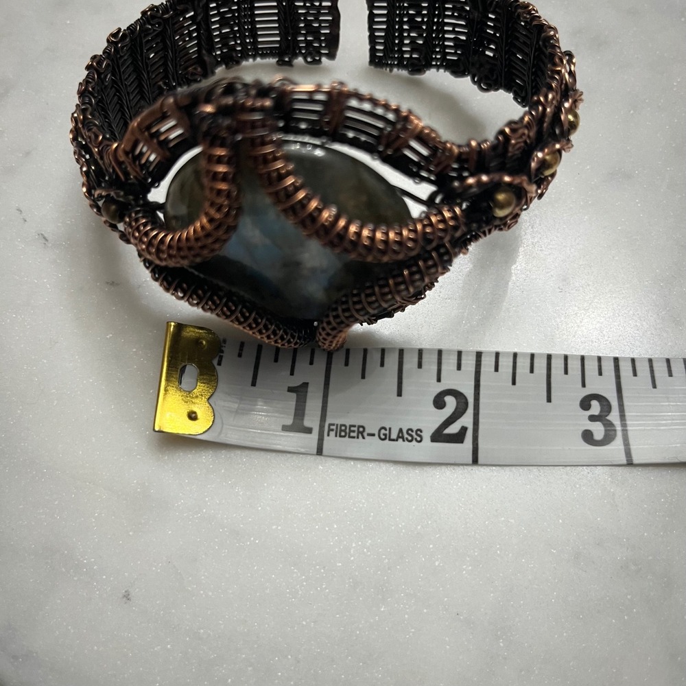Statement Wire Wrapped Bracelet Handmade Copper Labradorite Gemstone Boho‎ New - Picture 5 of 8